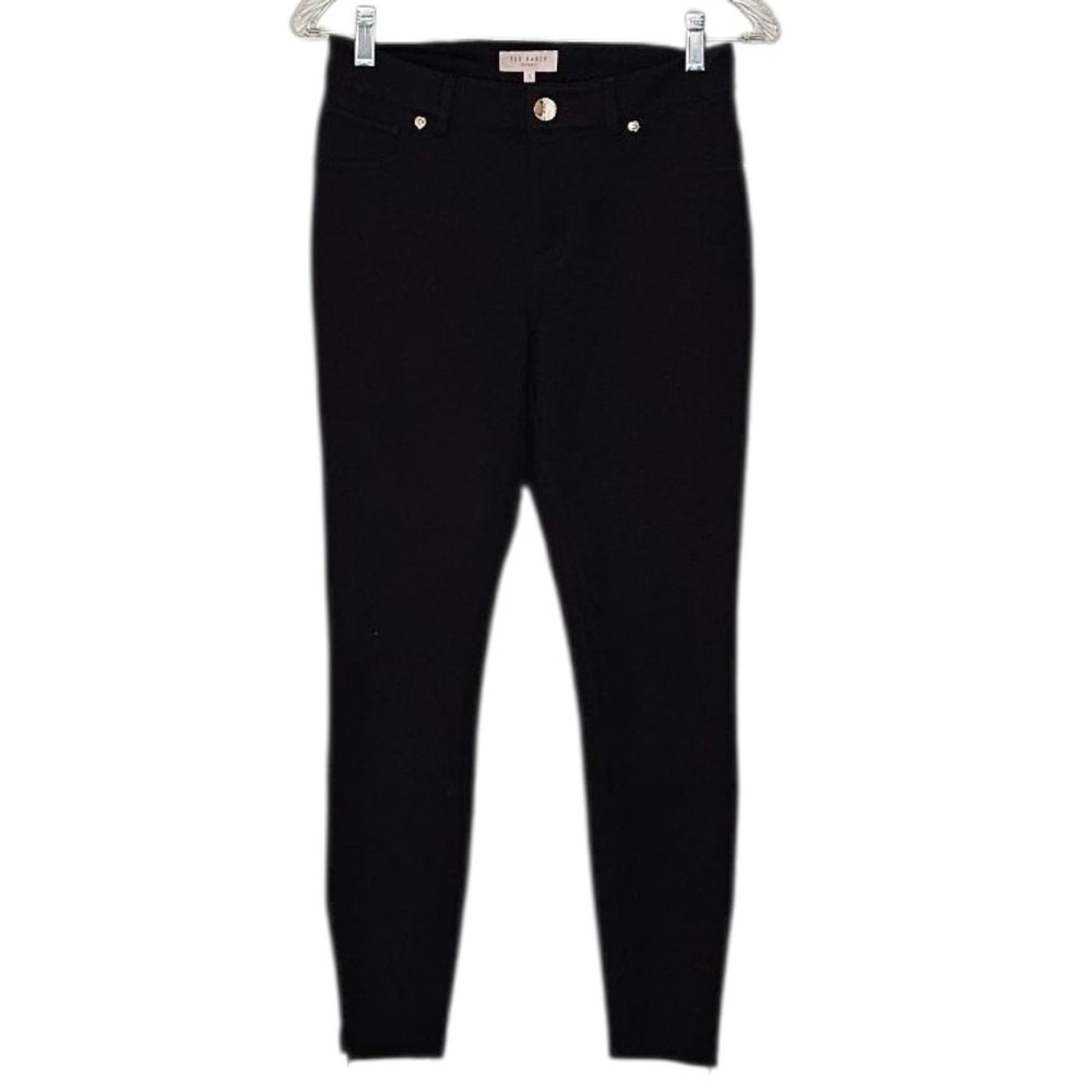 Ted Baker Black Ankle Jeggings w Zippered Hem women's size 1 waist 28" Rise 9"
